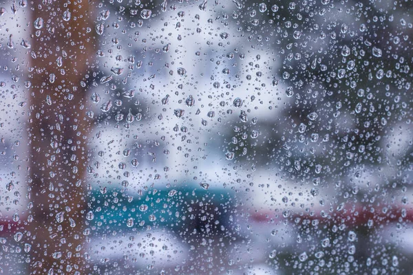 Cityscape Blurred Background Wet Glass Raindrops Seasons Autumn — Stockfoto