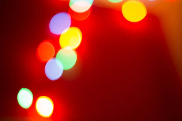 Close Luzes Natal Borrão Luzes Multicoloridas Fundo Escuro — Fotografia de Stock