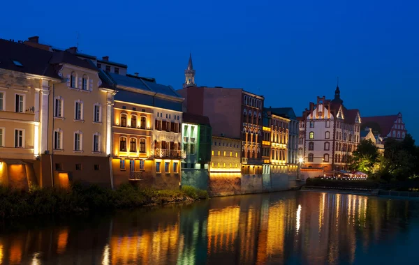 Opole şehir gece, silezia, Polonya