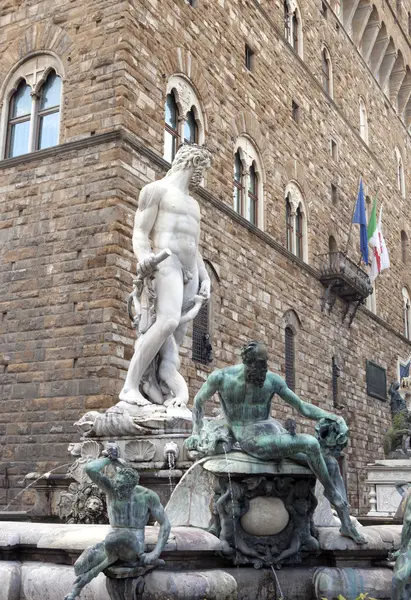 La fuente de Neptuno en Florencia — Foto de Stock