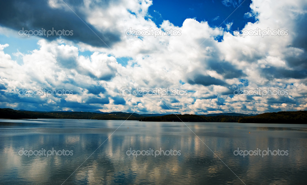 Dramatic clouds above the Solina lake, Poland