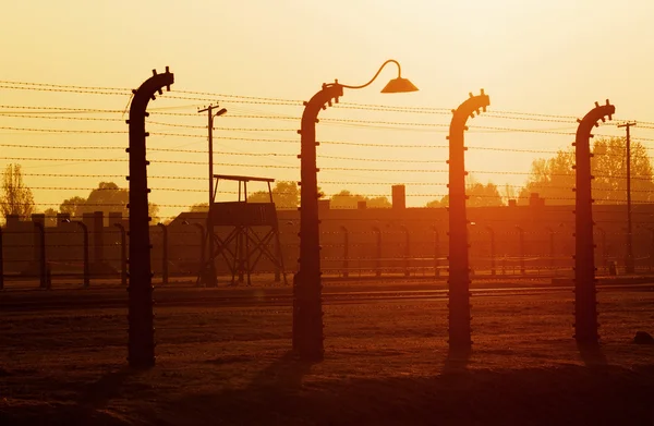 Kép naplementével Auschwitzban — Stock Fotó