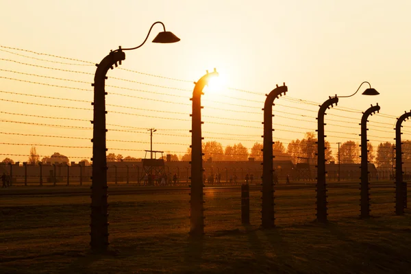 Naplemente Auschwitzban — Stock Fotó