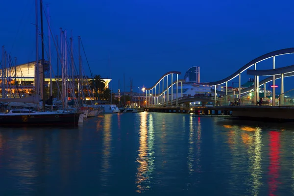 Porto di Barcellona di notte — Foto Stock