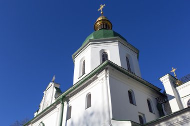 Saint sophia katedral kilise ve güneş. Kiev-Sehir Merkezi, Ukrayna. Üç atış bileşik görüntü.