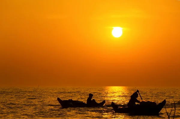 Tramonto sul lago Tonle Sap, Siem Reap — Foto Stock