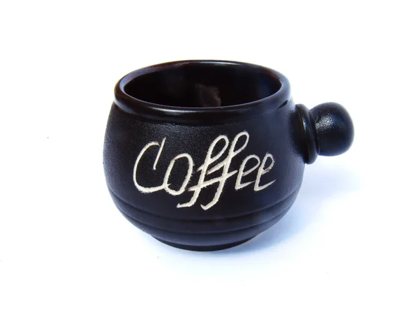 Svart kaffekopp med inskriptionen kaffe — Stockfoto