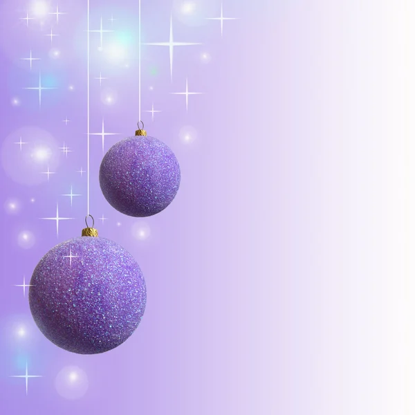 Lumineux fond de Noël violet avec des boules brillantes — Photo