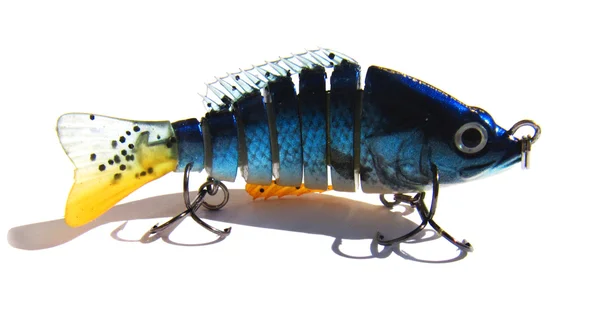 Blauwe vissen lokken van de zijkant geïsoleerd op een witte achtergrond ( — Stockfoto