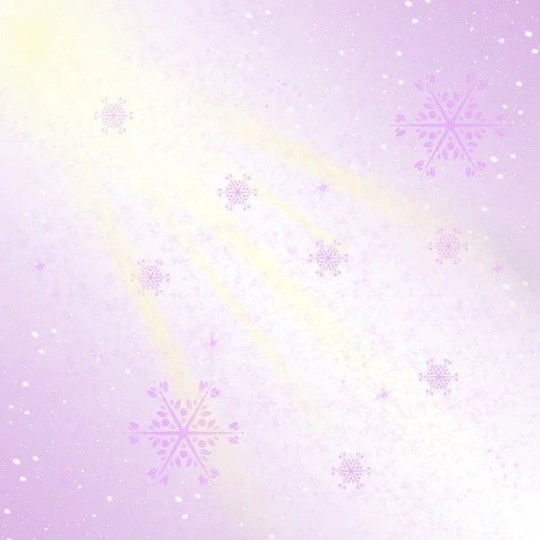 Abstrakta ljus lila jul bakgrund med snöflingor som — Stockfoto