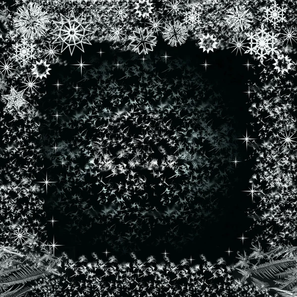 Christmas abstract background in black and white with snowflakes — Stock Photo, Image