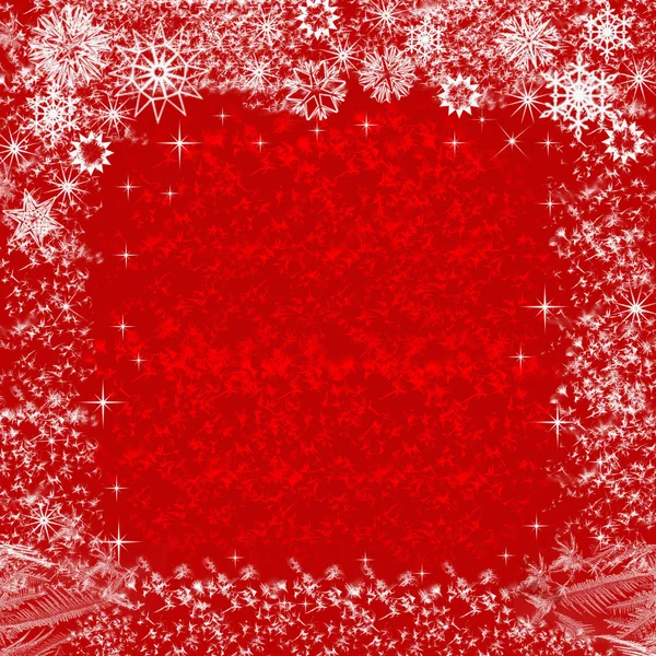 Fondo de Navidad abstracto en rojo con copos de nieve — Foto de Stock