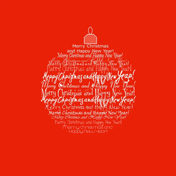 Bonne année et Joyeux Noël sur un jouet de Noël rouge — Image vectorielle