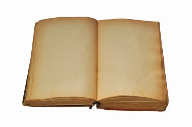 eski kitap beyaz zemin üzerine izole boş sayfaları açıldı