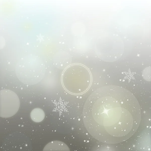 Luz prata abstrato fundo do ano novo com flocos de neve brancos —  Vetores de Stock