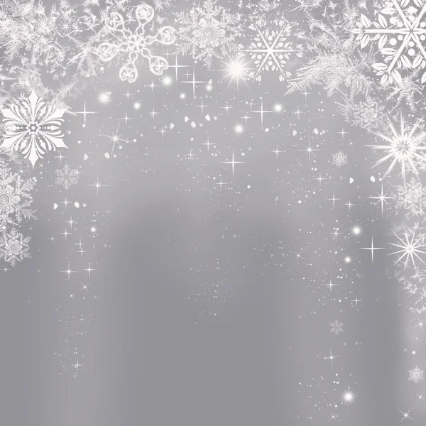 Fondo de Navidad de plata abstracto con copos de nieve — Vector de stock