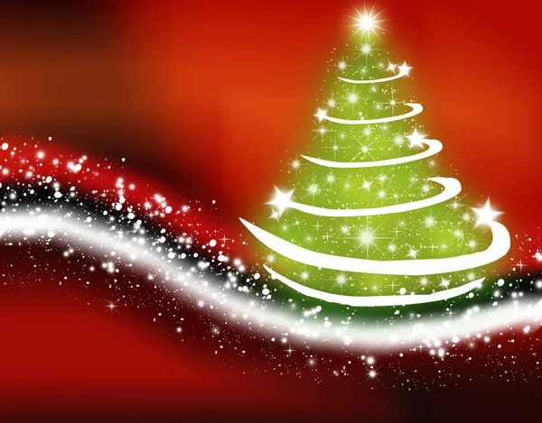 Carte de voeux de Noël avec sapin de Noël et chemin enneigé — Image vectorielle