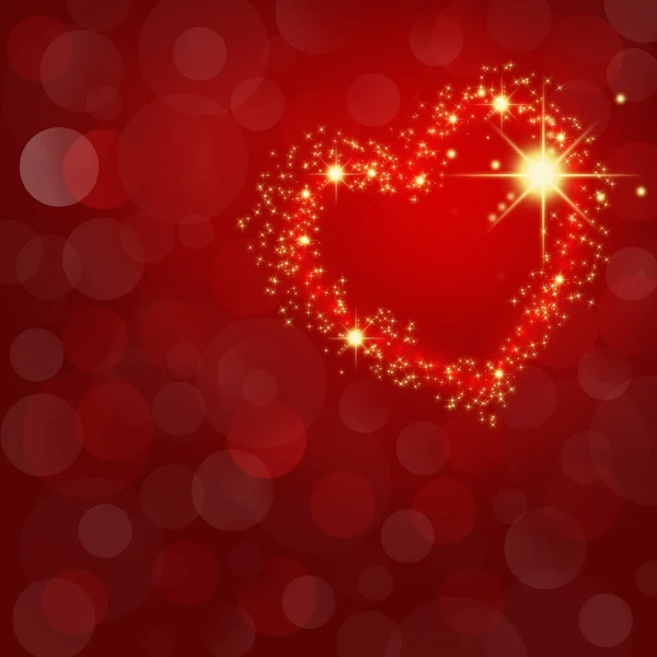 Festive red abstract background with glowing heart and space for — Stock Photo, Image