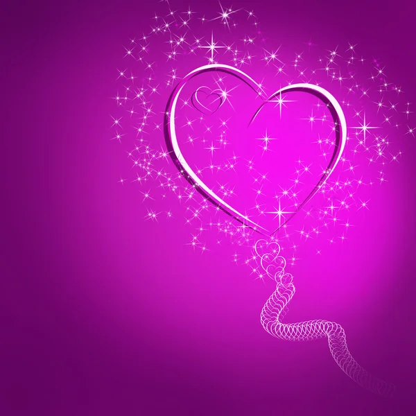 Abstract pink background with glowing hearts and stars and space — Stock Photo, Image