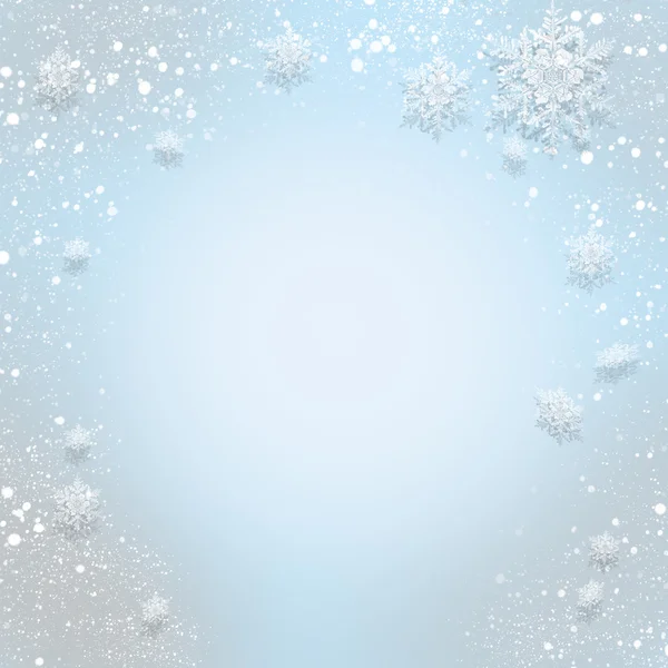 Gentle blue abstract Christmas background with snowflakes that f — Stock Photo, Image