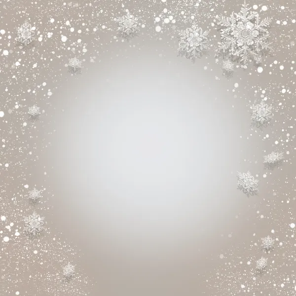 Cinza abstrato fundo de Natal com flocos de neve caindo — Fotografia de Stock