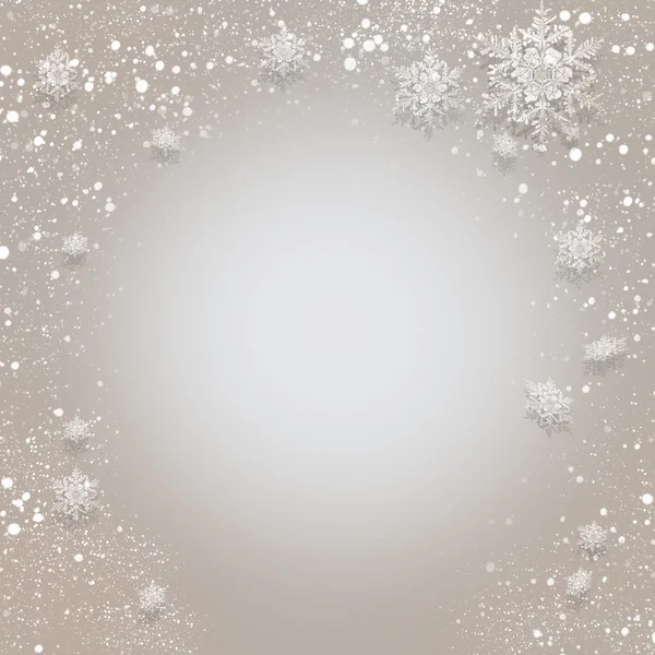 Γκρι αφηρημένο φόντο Χριστούγεννα με νιφάδες χιονιού που υπάγονται — Φωτογραφία Αρχείου