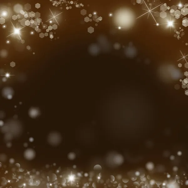 Rozmazané Brown Nový Rok Pozadí Lesklými Hvězdami — Stock fotografie