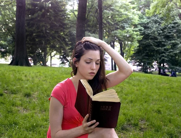 Girl with Bible — Stock Photo, Image