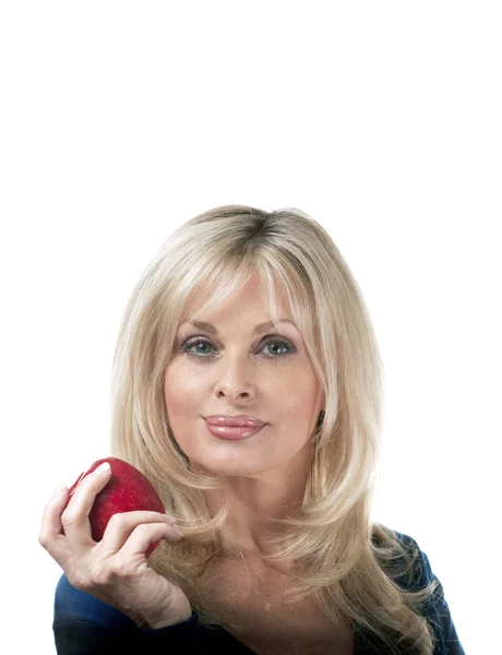 Vrouw bedrijf apple — Stockfoto