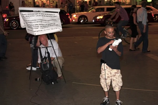 Predicator în aer liber strada 14 NYC — Fotografie, imagine de stoc