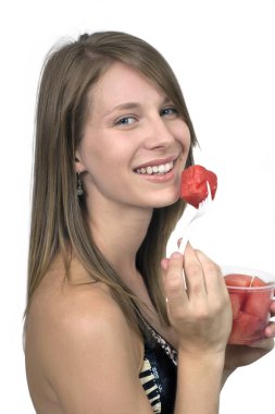 düz arka plan karşı kız