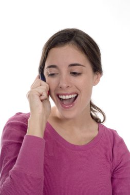 Kadın telefonda mutlu