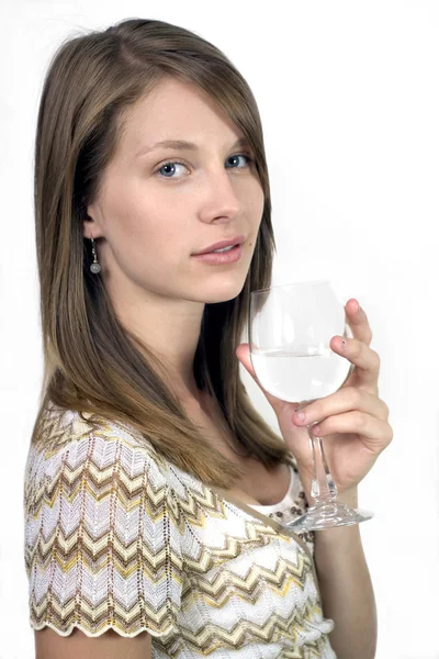 Girl with wine glass — Stock Photo, Image