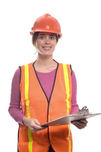 Vrouw bouw outfit — Stockfoto