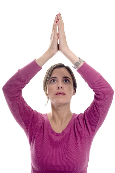 Женщина в положении йоги — стоковое фото