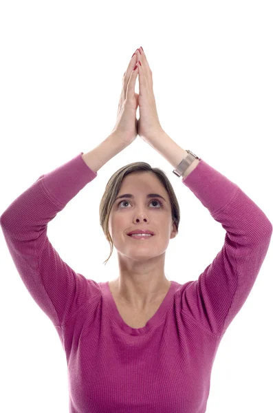 Mujer en posición de yoga — Foto de Stock