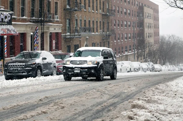 Bronx New York Usa January 2022 Vehicle Managing Snowfall Local — Stock Photo, Image