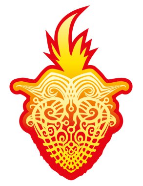 Yangın işareti ile kalkan.