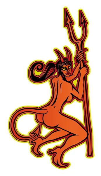 Chica del diablo rojo de Halloween — Vector de stock