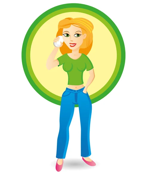 Girl talking on the phone — Stock Vector