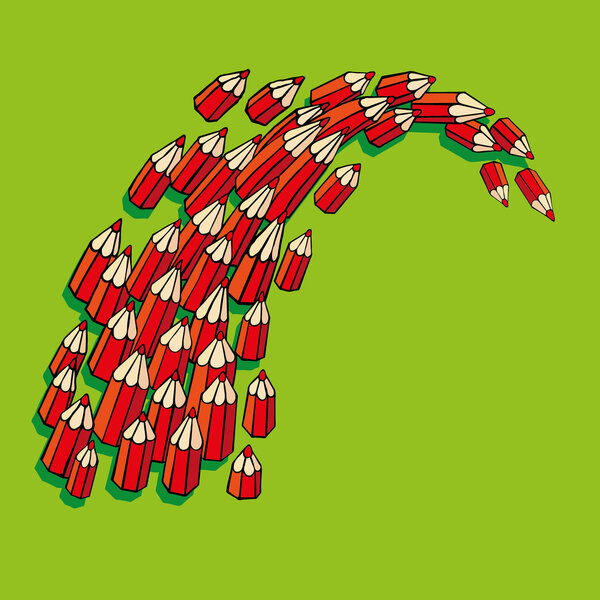 Много карандашей красного цвета
