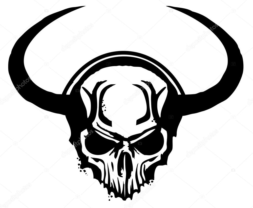 Scull with horn