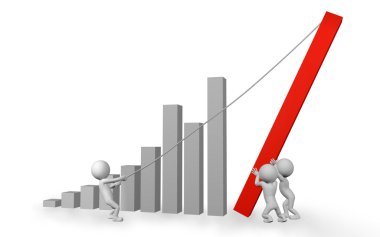 Finansal diyagram ekip çalışması kavramı ile 3d karakterler