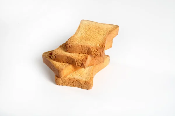 Group of four slices toast on white — Stock Photo, Image