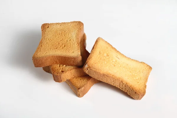 Group of four slices toast on white — Stock Photo, Image