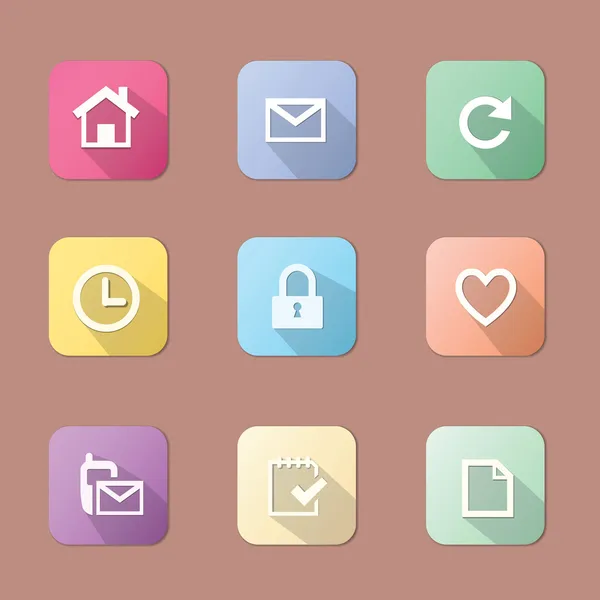 Temel düz Icon set — Stok Vektör