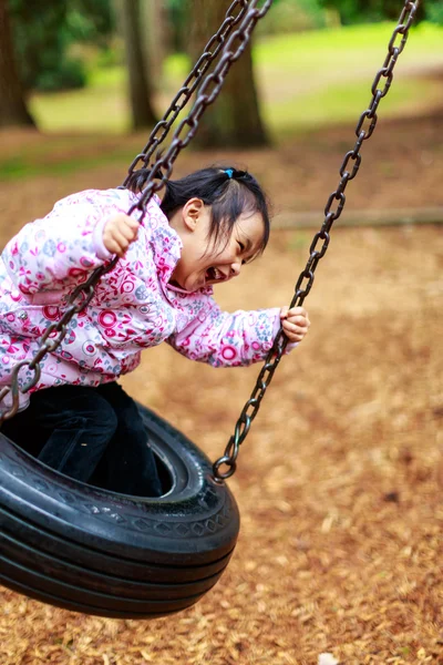 Little Girl Swinging — Stock Photo, Image