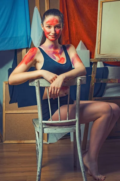 Krásný Umělecký Portrét Mladé Dívky Koncepce Tělesného Umění — Stock fotografie