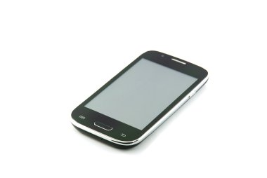 beyaz arkaplanda siyah akıllı telefon