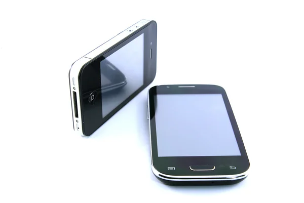 Black smartphone on white background — Stock Photo, Image